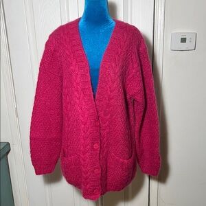Vintage Y2K Pink Limited Express Chunky Knit Cardigan Sweater Medium